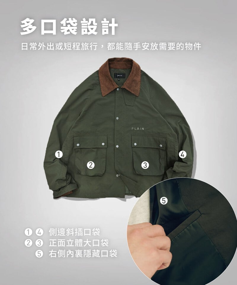 抗撕裂多口袋短版狩獵外套