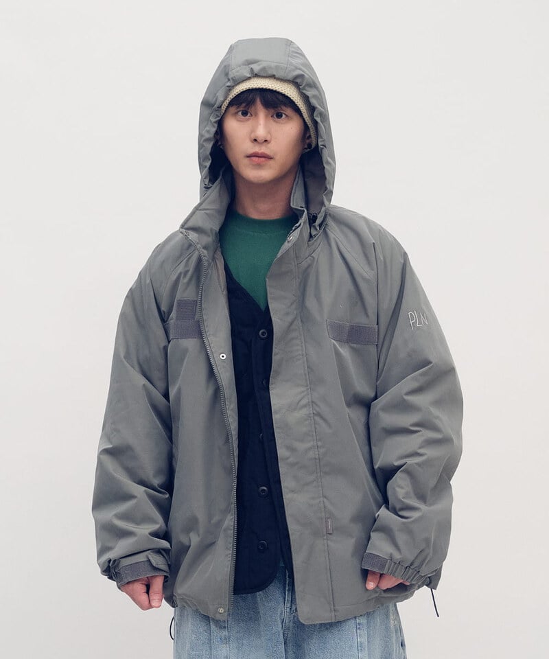 PLN1195-252 【預購】防潑水立領連帽鋪棉外套