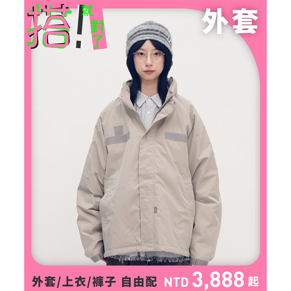 PLN1195-252 防潑水立領連帽鋪棉外套