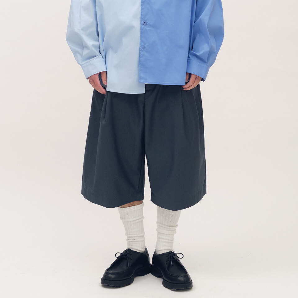 clip by clip 西料打褶七分寬褲