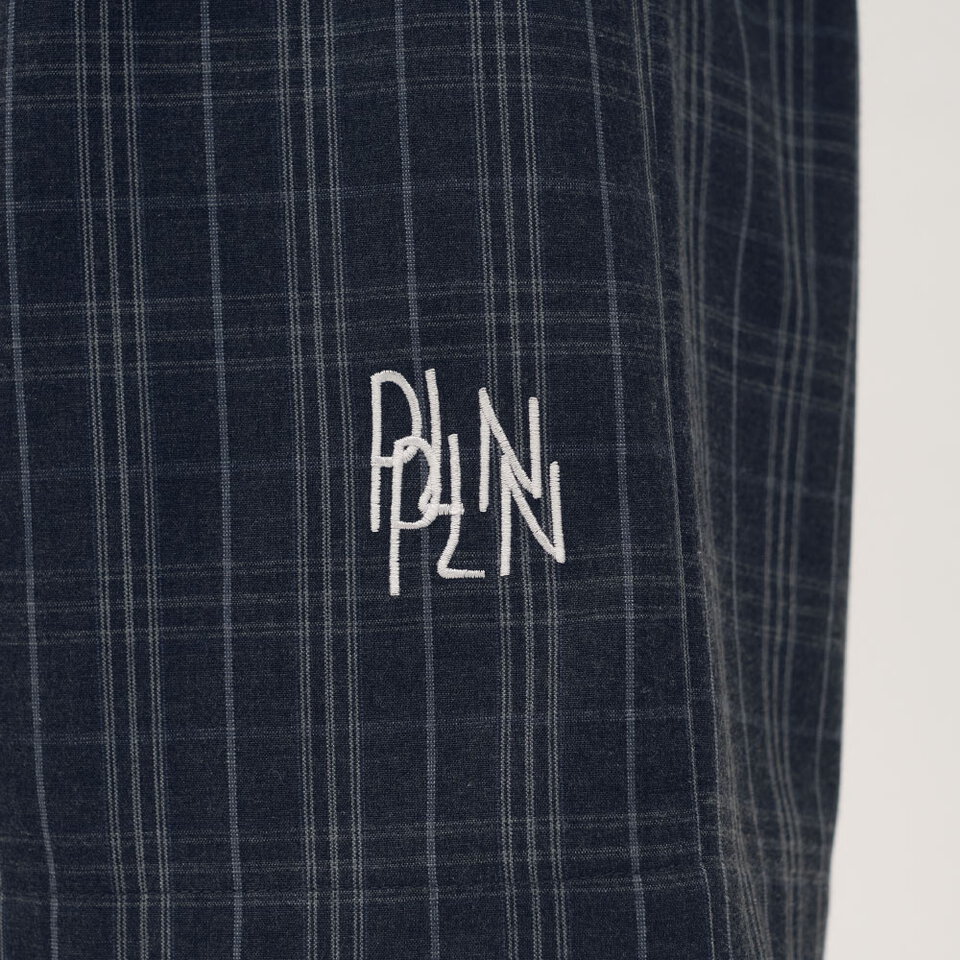 clip by clip 西料格紋打褶七分寬褲