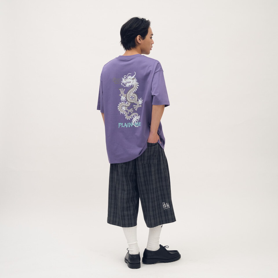 clip by clip 西料格紋打褶七分寬褲