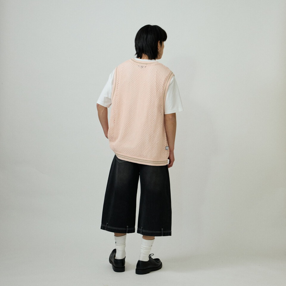 錯視拼接寬鬆牛仔短褲