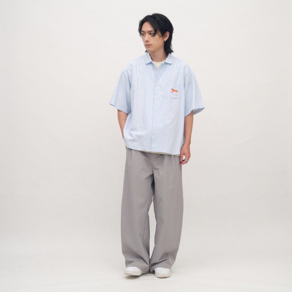 馬到成功條紋短袖襯衫
