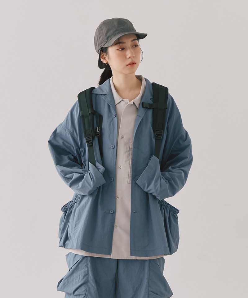 防潑水寬鬆口袋長袖襯衫