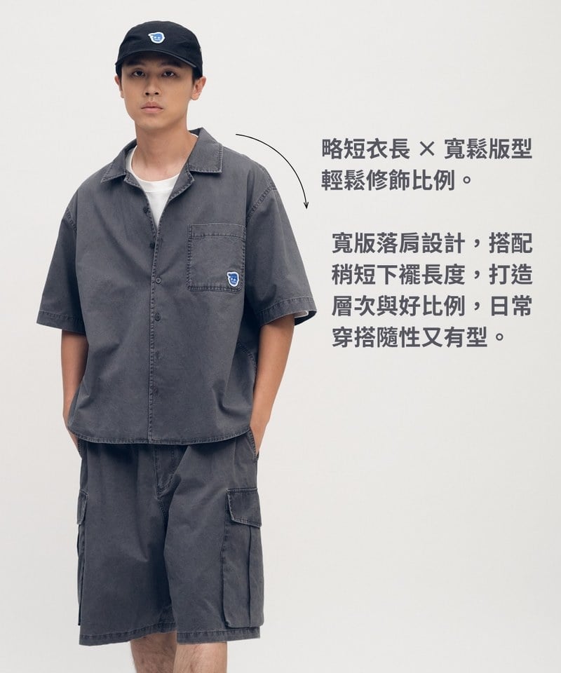 PLN3367-252 小P社長水洗短袖襯衫
