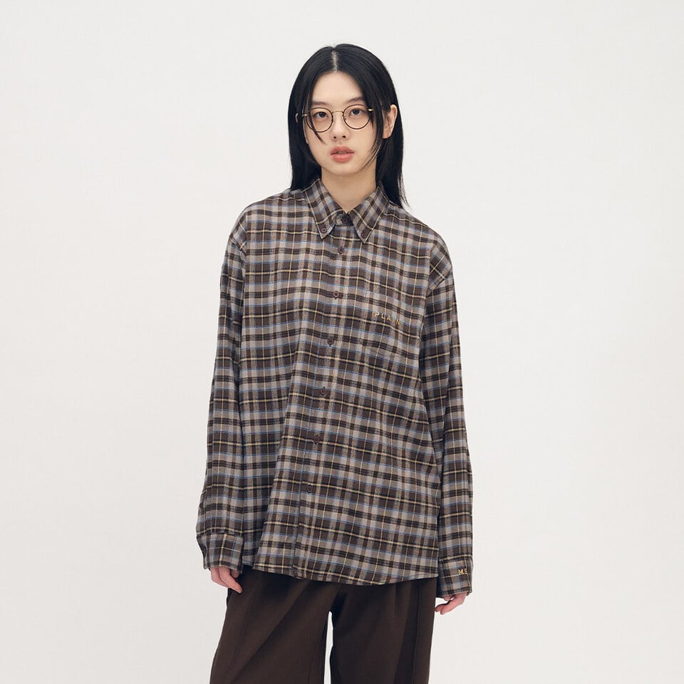 PLN3378-252 PLAIN格紋口袋襯衫