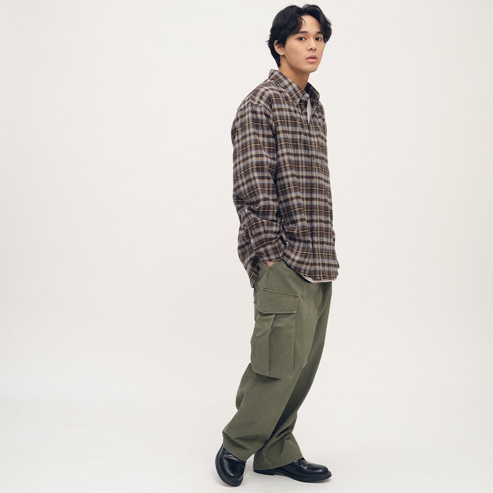 PLN3378-252 PLAIN格紋口袋襯衫