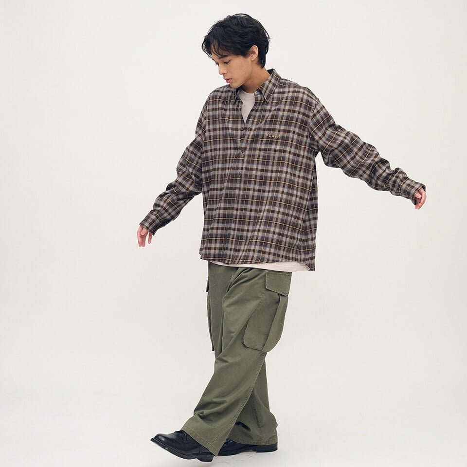 PLN3378-252 PLAIN格紋口袋襯衫