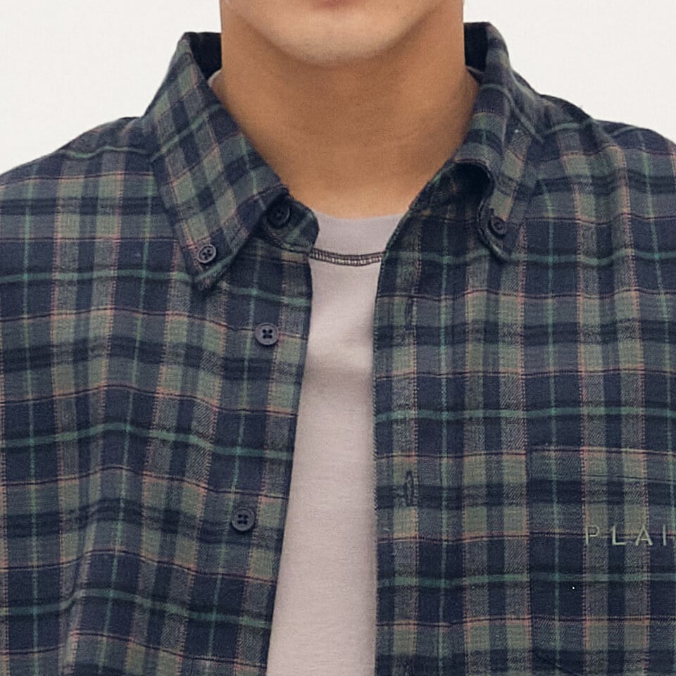 PLN3378-252 PLAIN格紋口袋襯衫