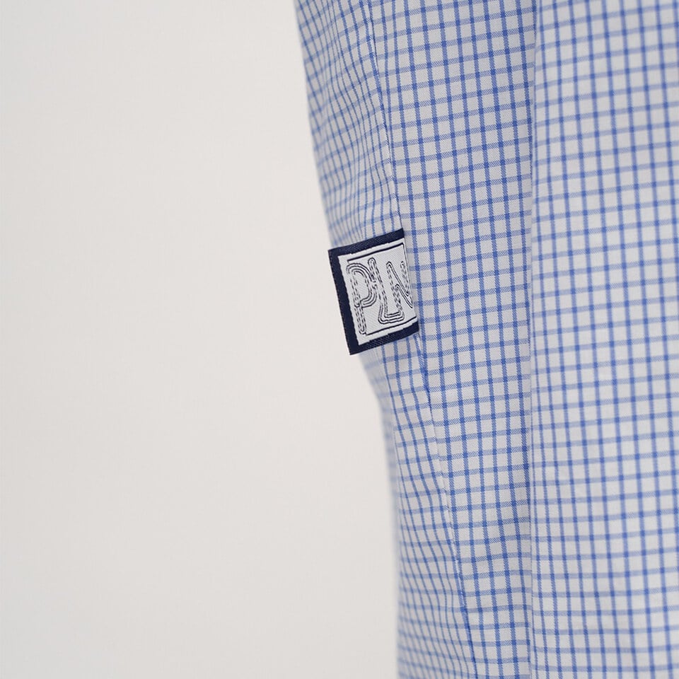 PLN3379-252 clip by clip 方格紙拼接襯衫