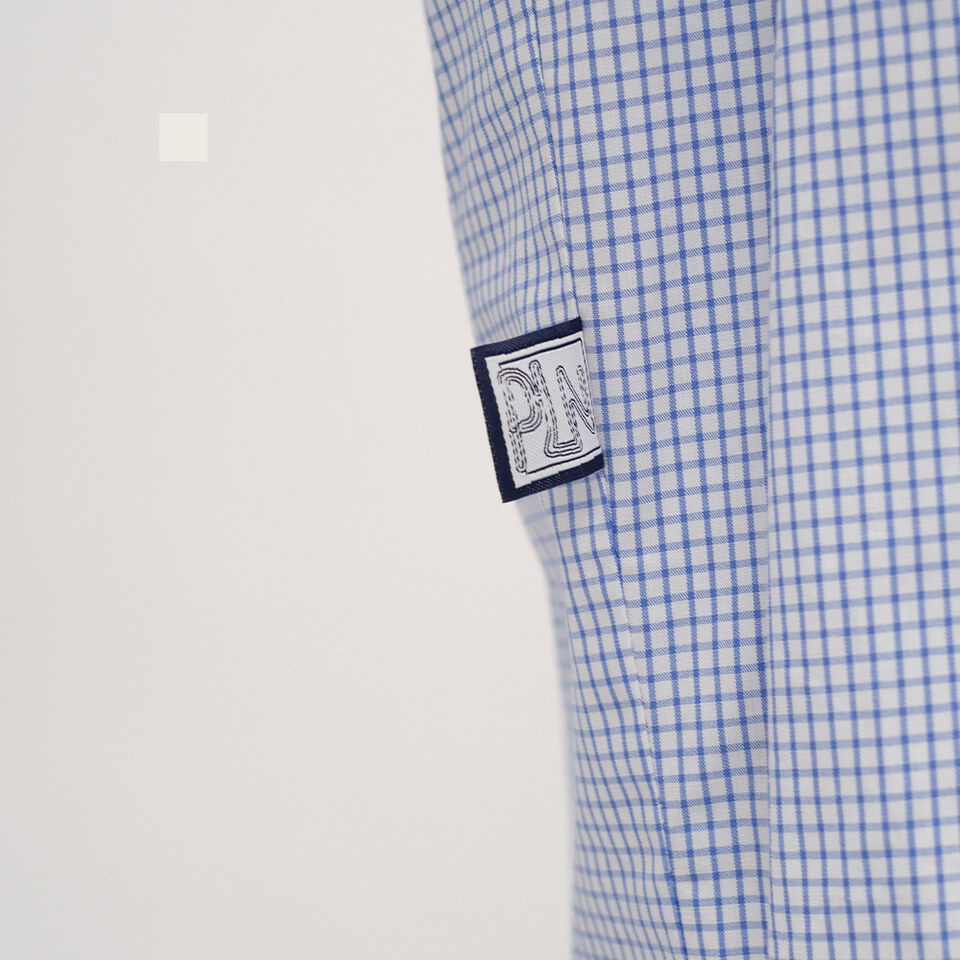 PLN3379-252 clip by clip 方格紙拼接襯衫