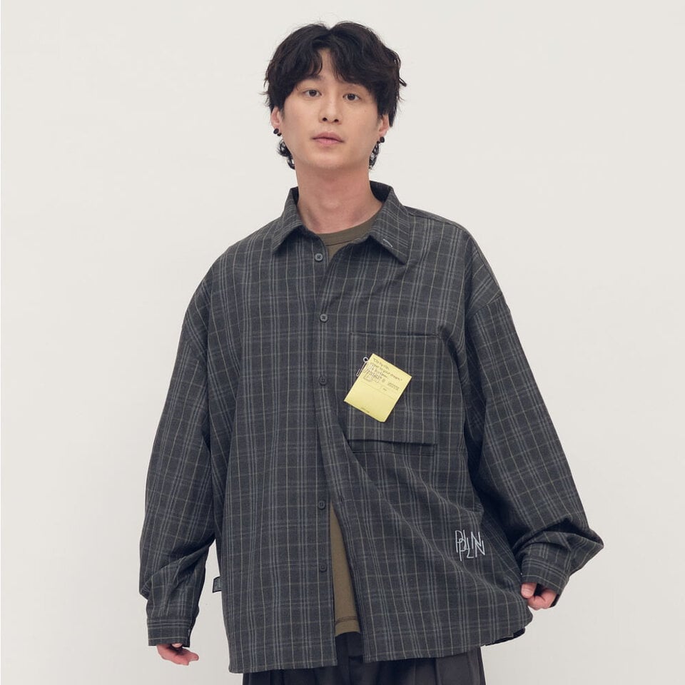 PLN3383-261 clip by clip 西料OVERSIZE口袋襯衫