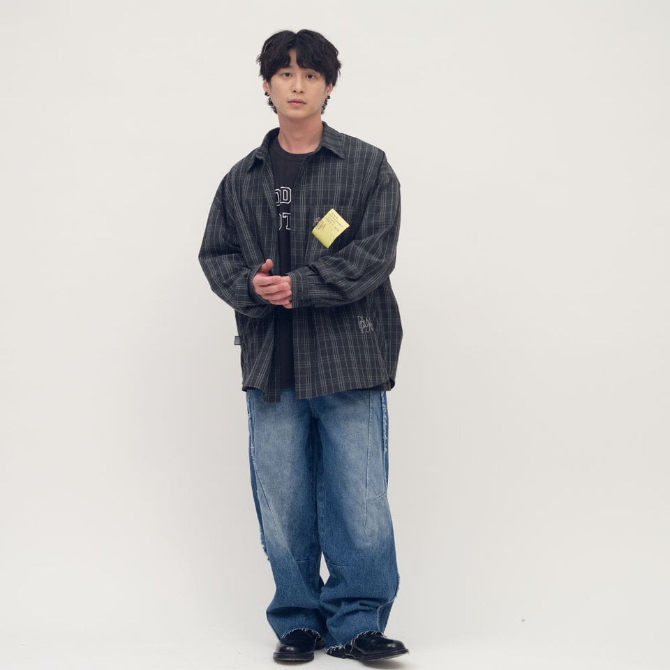 PLN3383-261 clip by clip 西料OVERSIZE口袋襯衫