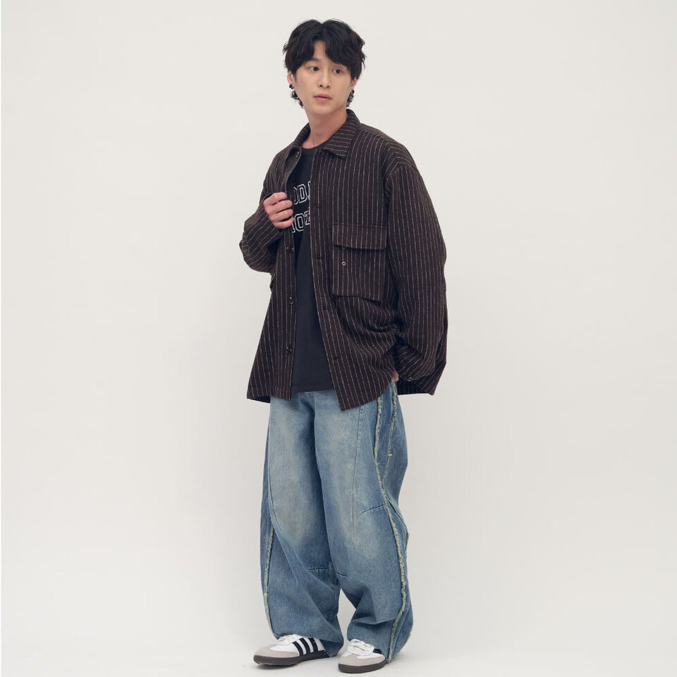 clip by clip 條紋記事CPO襯衫