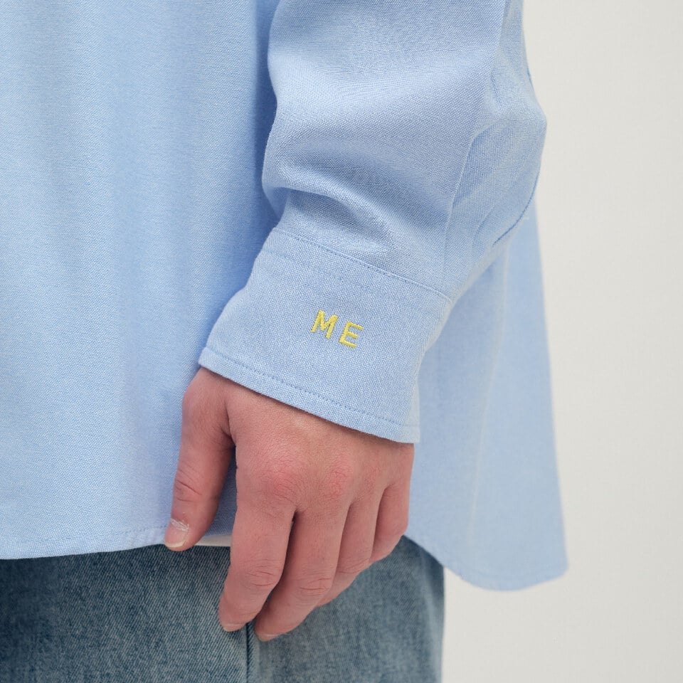 PLAIN刺繡經典素面牛津襯衫