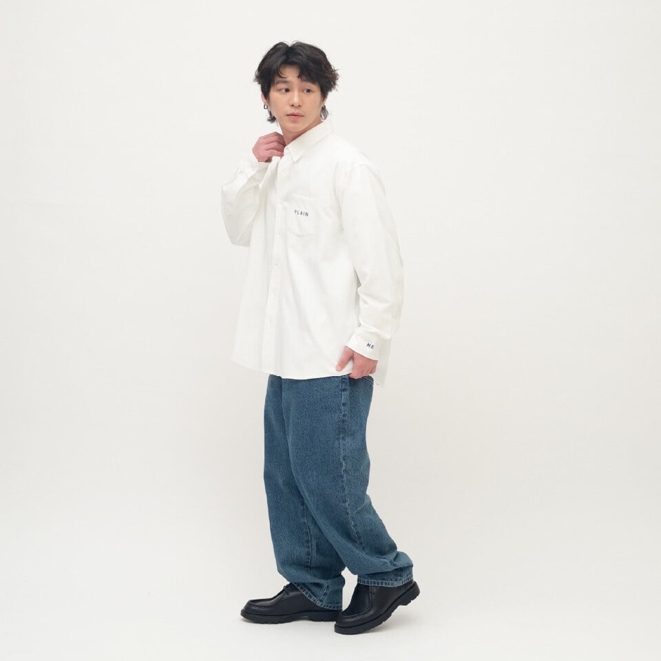 PLAIN刺繡經典素面牛津襯衫