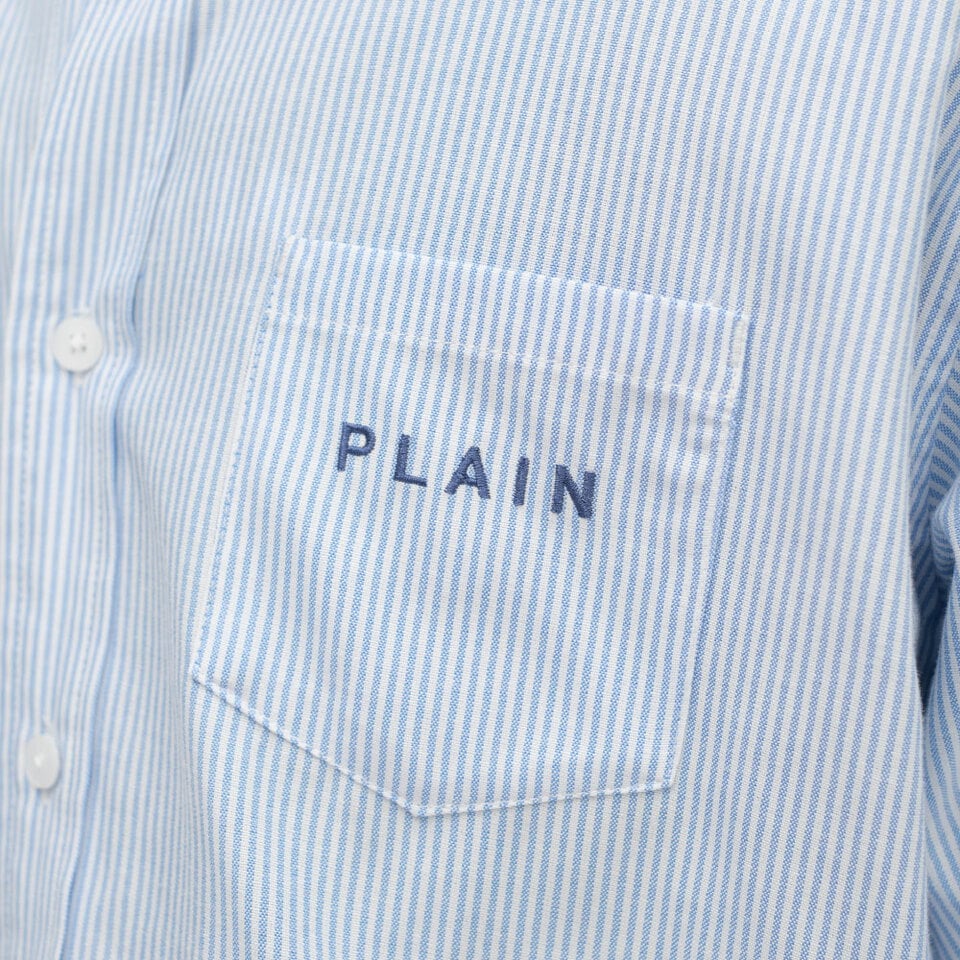 PLAIN刺繡經典條紋牛津襯衫