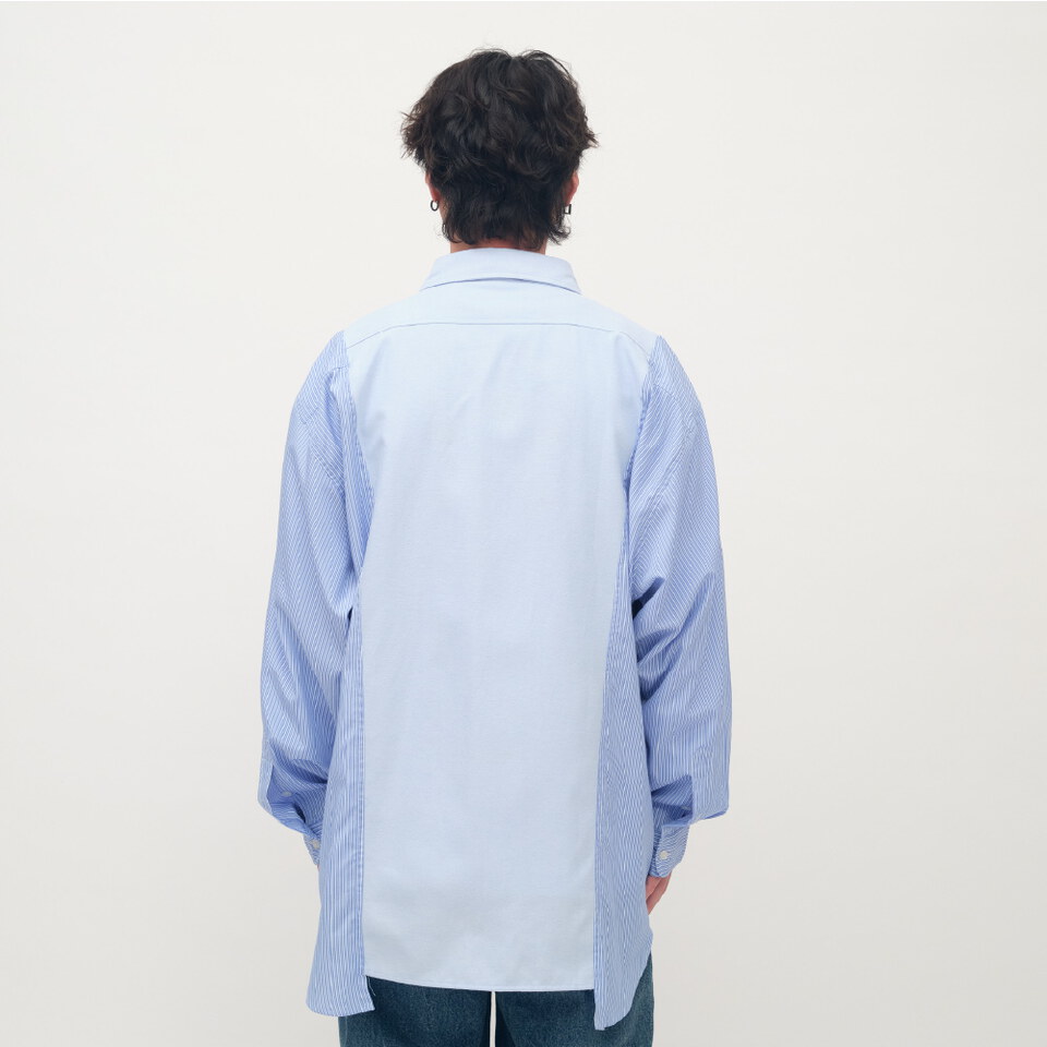 拼接開衩oversize襯衫