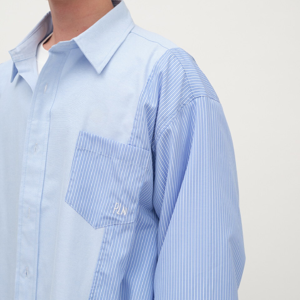 拼接開衩oversize襯衫