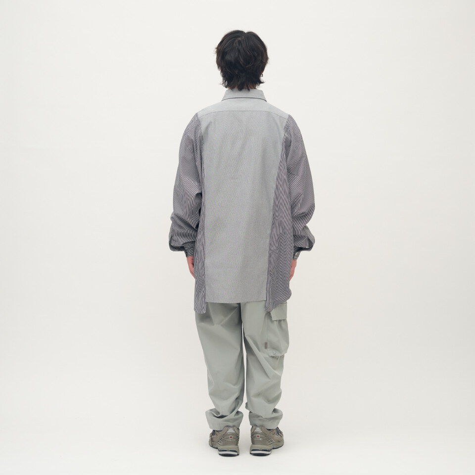 拼接開衩oversize襯衫