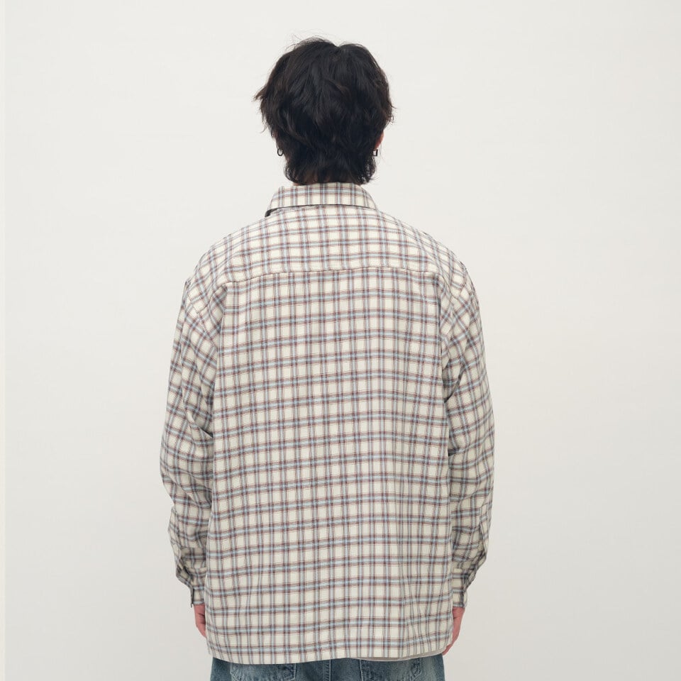 PLAIN刺繡格紋口袋襯衫