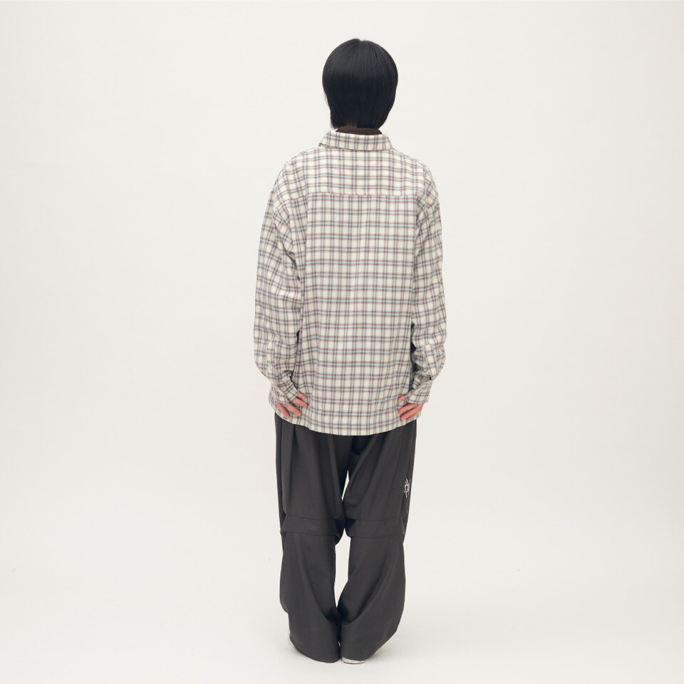 PLAIN刺繡格紋口袋襯衫