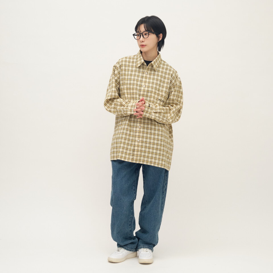 PLAIN刺繡格紋口袋襯衫