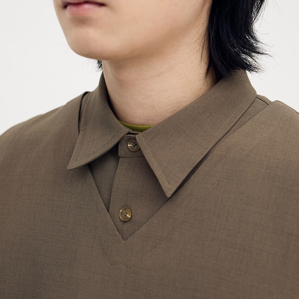 PLN3390-261 PLAIN刺繡背心襯衫搭配組