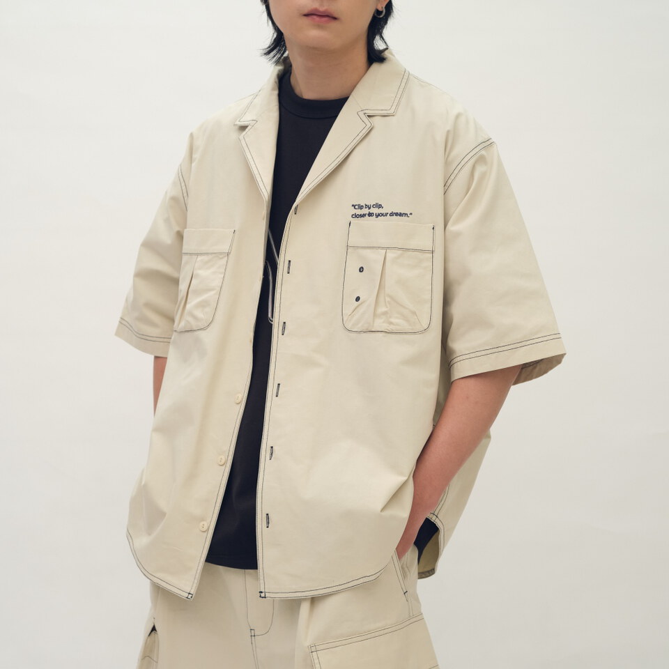 clip by clip 裝幀縫線短袖襯衫