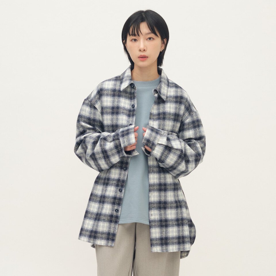 Timelly 刷毛格紋襯衫