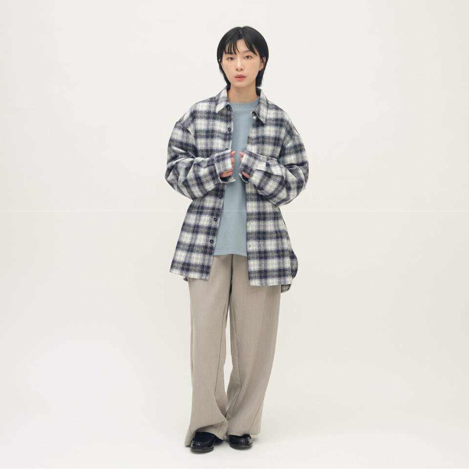 Timelly 刷毛格紋襯衫