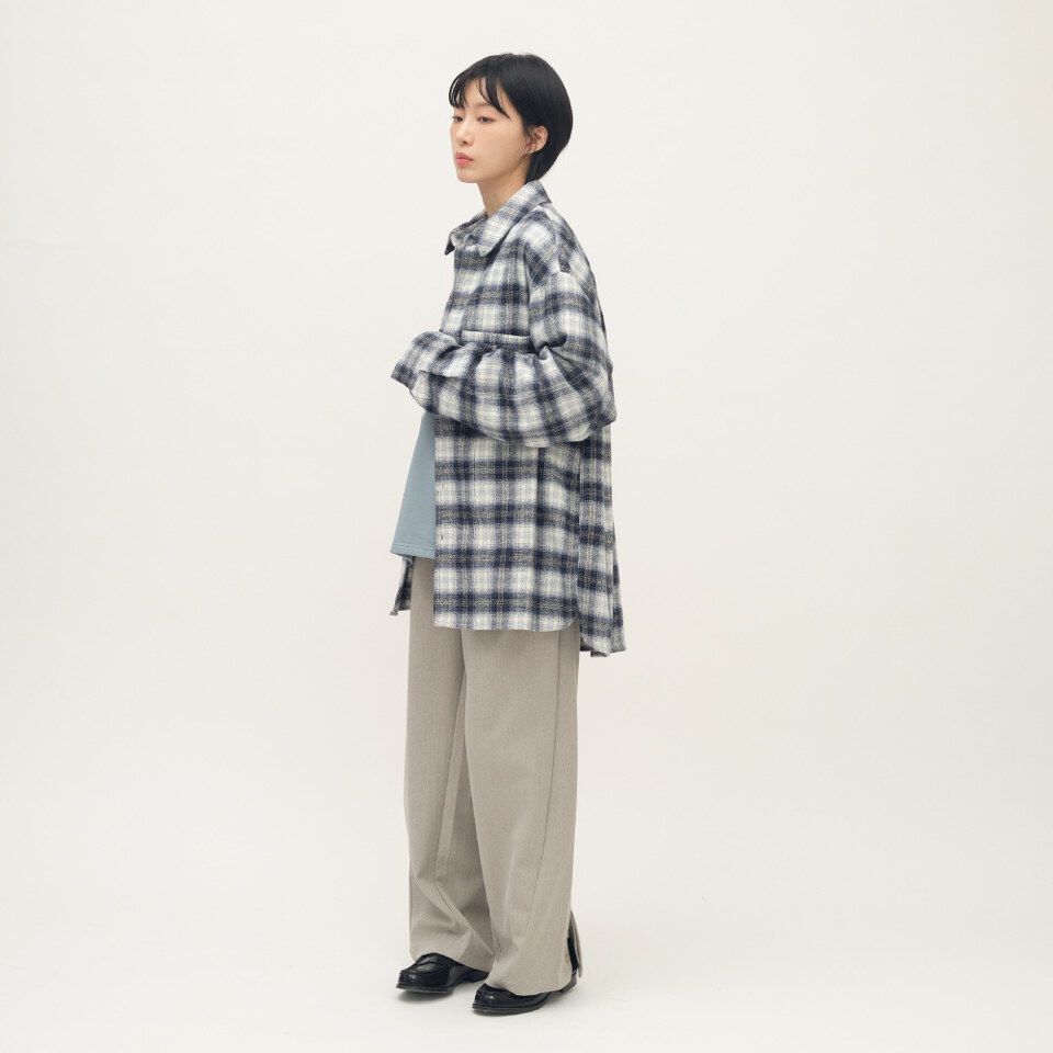 Timelly 刷毛格紋襯衫