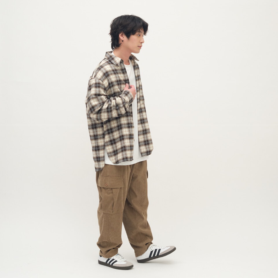 Timelly 刷毛格紋襯衫