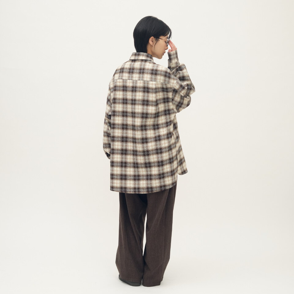 Timelly 刷毛格紋襯衫