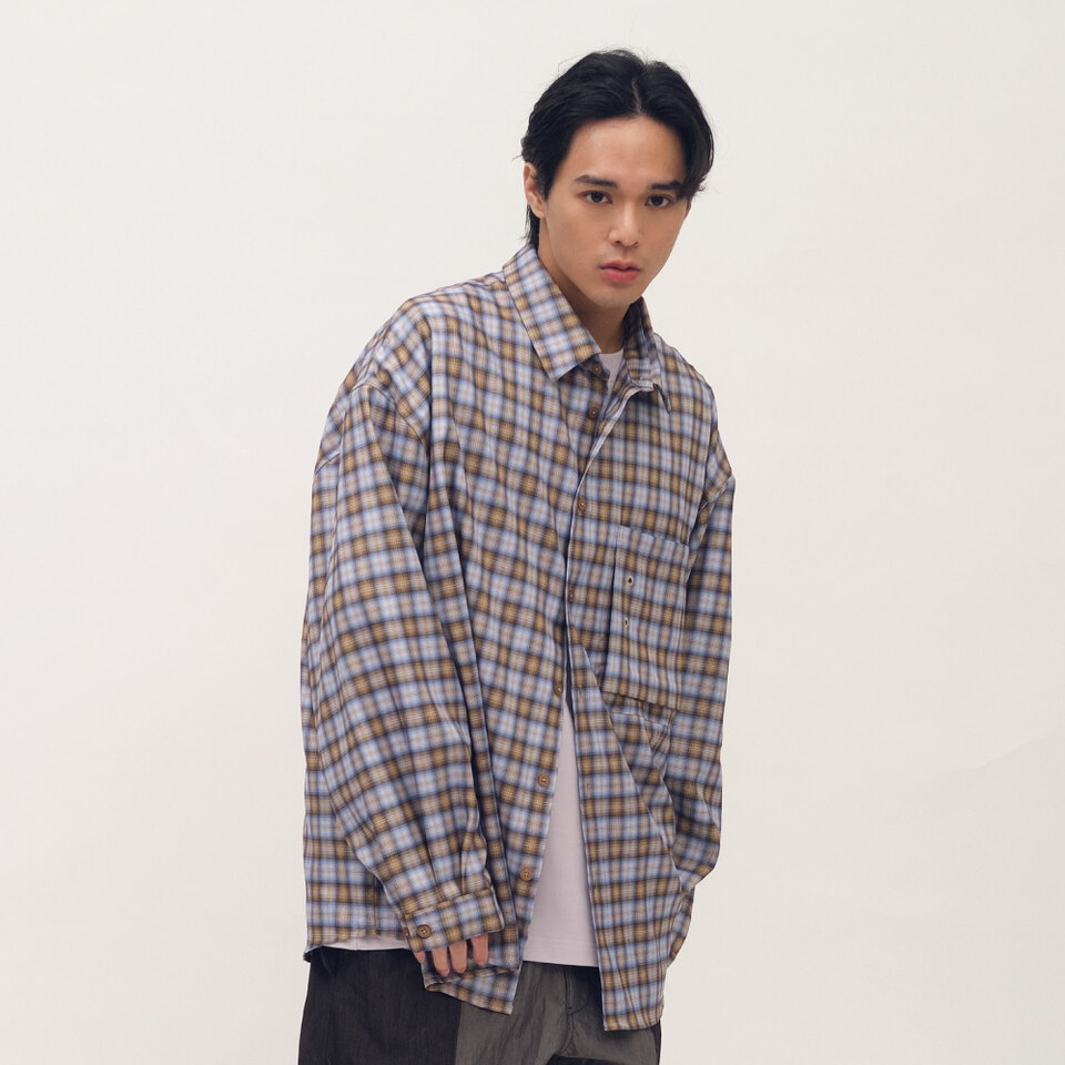 clip by clip OVERSIZE謎樣格紋襯衫