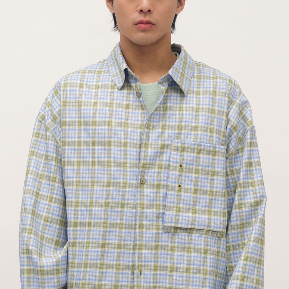 clip by clip OVERSIZE謎樣格紋襯衫