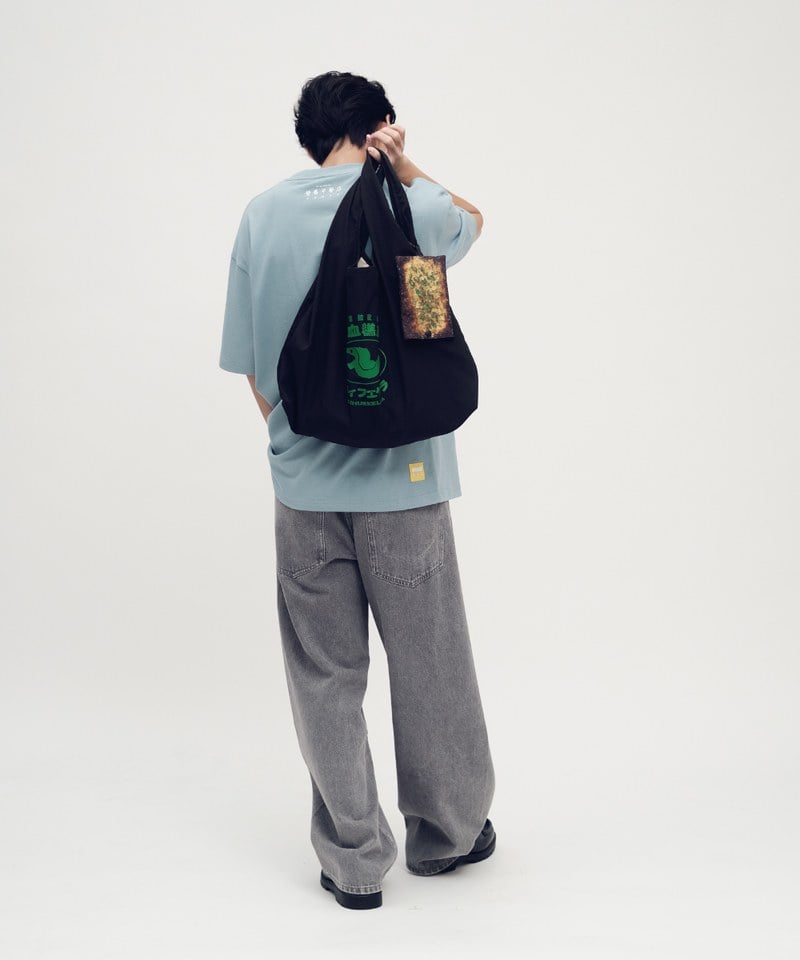 打褶闊腿牛仔褲