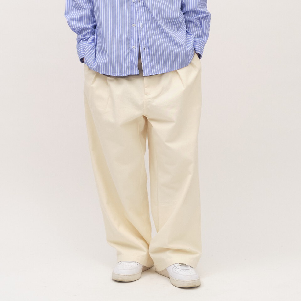 PLAIN刺繡經典直筒卡其褲