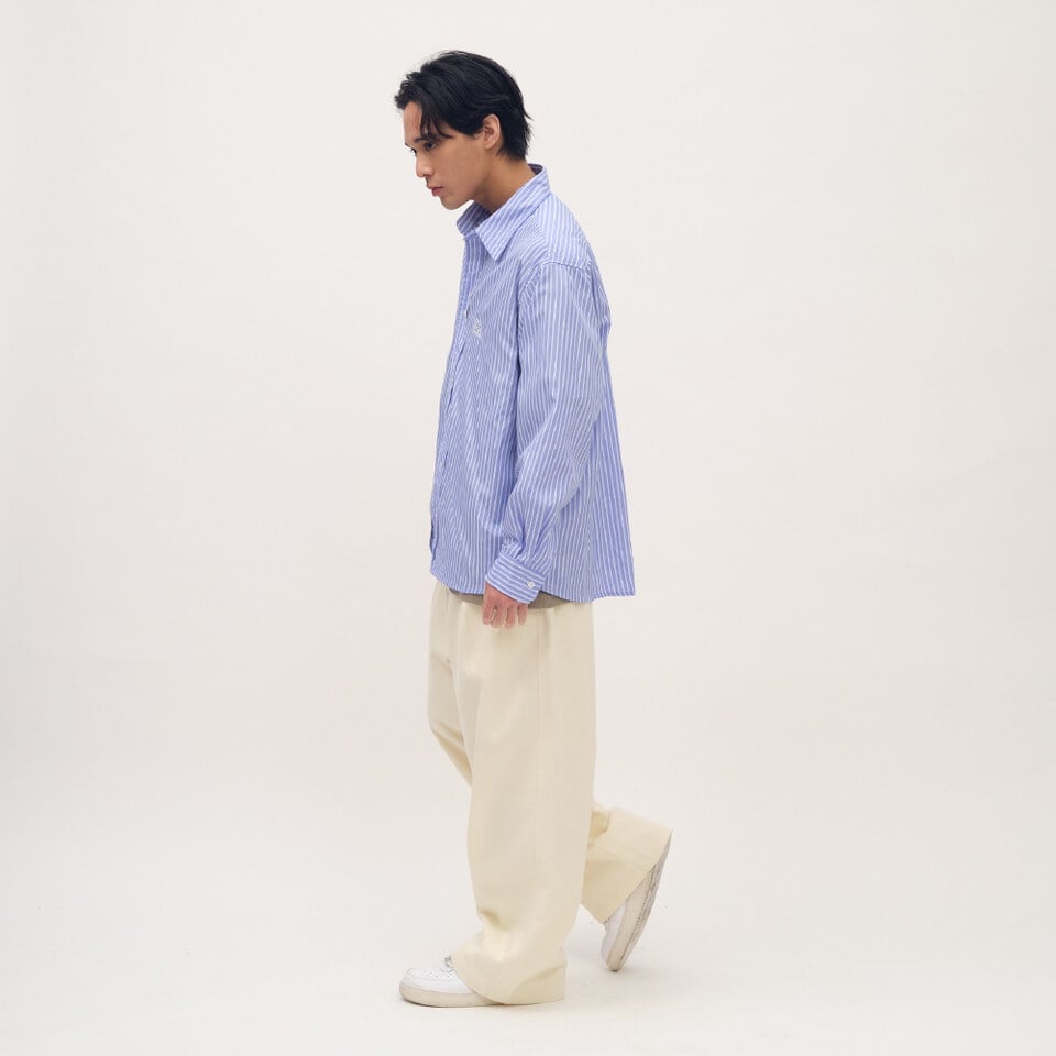 PLAIN刺繡經典直筒卡其褲