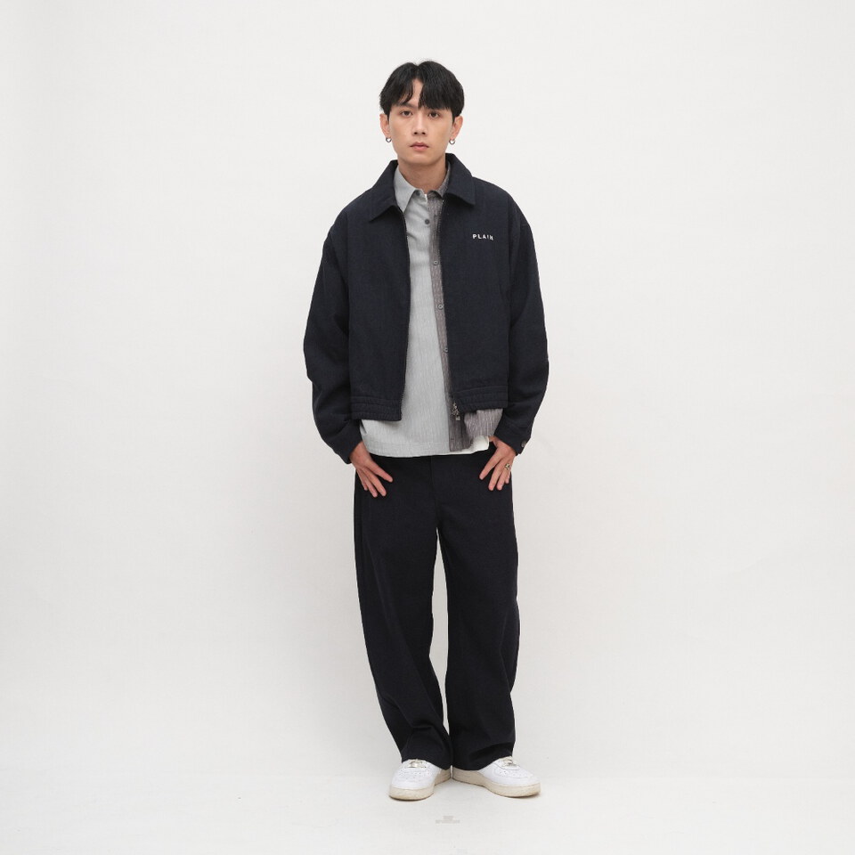 PLAIN修身闊腿卡其褲