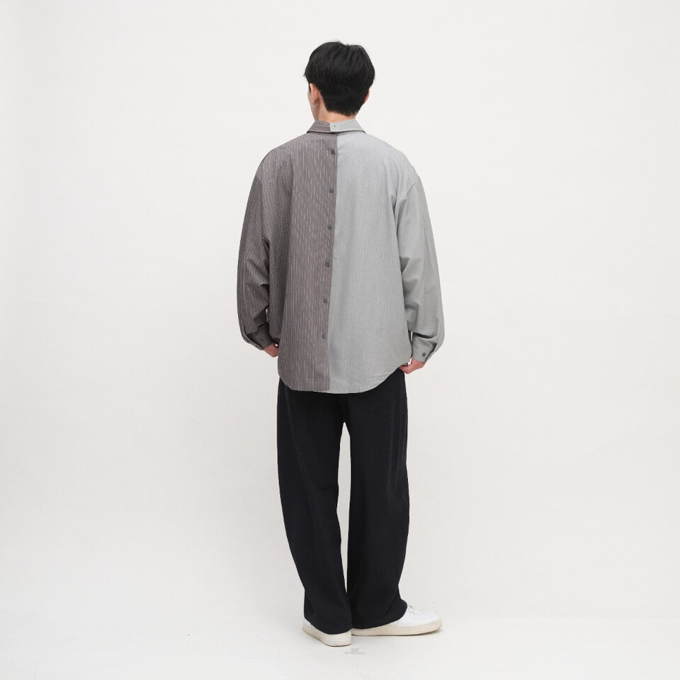 PLAIN修身闊腿卡其褲