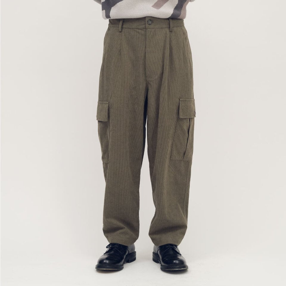 PLN4014-261 復古條絨口袋錐形長褲