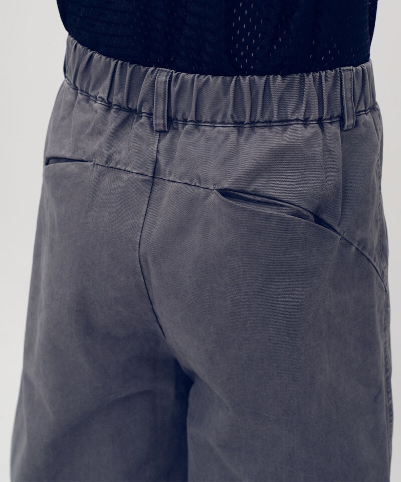 Timelly 弧線剪裁水洗繭形褲