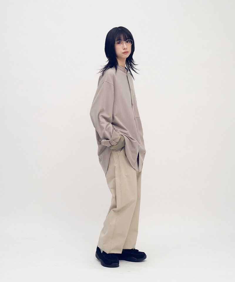 Timelly 弧線剪裁水洗繭形褲