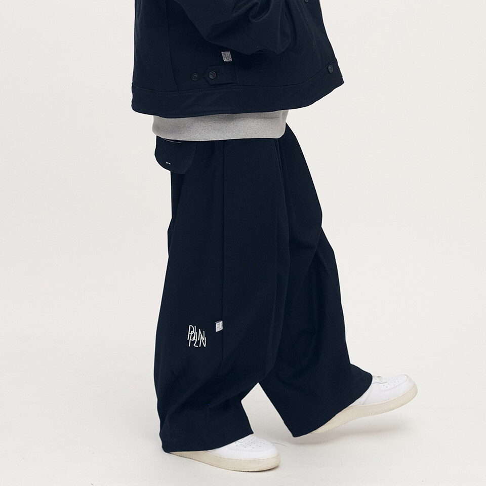 clip by clip 立體打褶棉質長褲