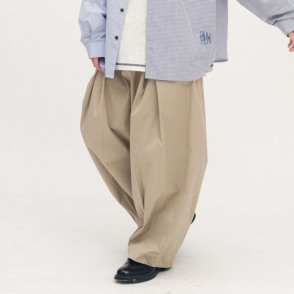 clip by clip 立體打褶棉質長褲