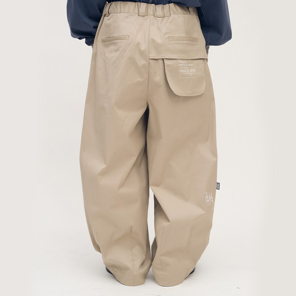 clip by clip 立體打褶棉質長褲