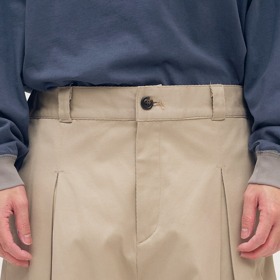 clip by clip 立體打褶棉質長褲