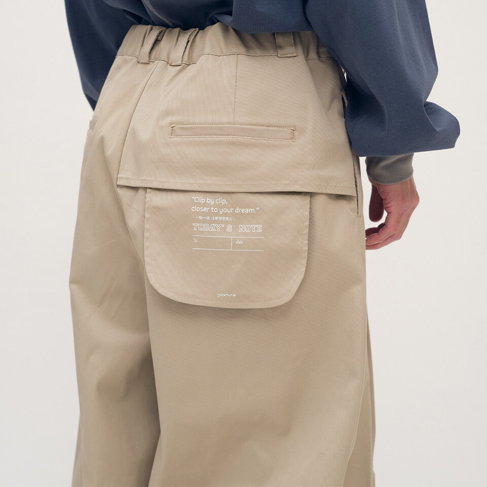 clip by clip 立體打褶棉質長褲